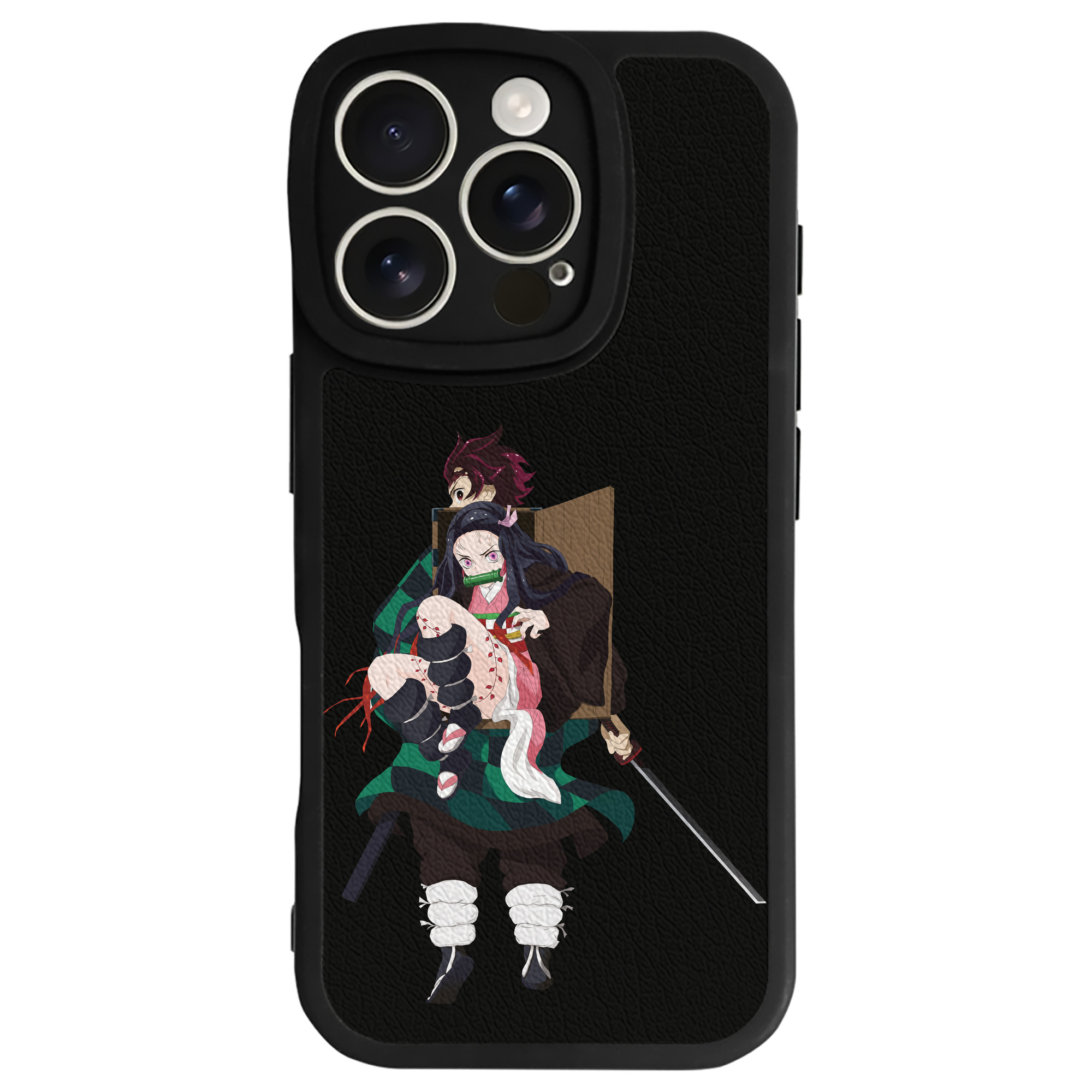 （画像用） 鬼滅の刃（きめつのやいば）竈門 禰󠄀豆子／かまど ねずこ Kamado Nezuko 【iPhone 16シリーズ対応】シリコンスマホケース（レザー調） 材質：シリコン
